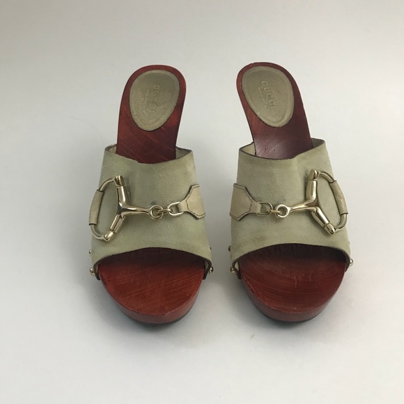 Gucci Suede Leather horsebit heels clogs 7.5 - Picture 4 of 8